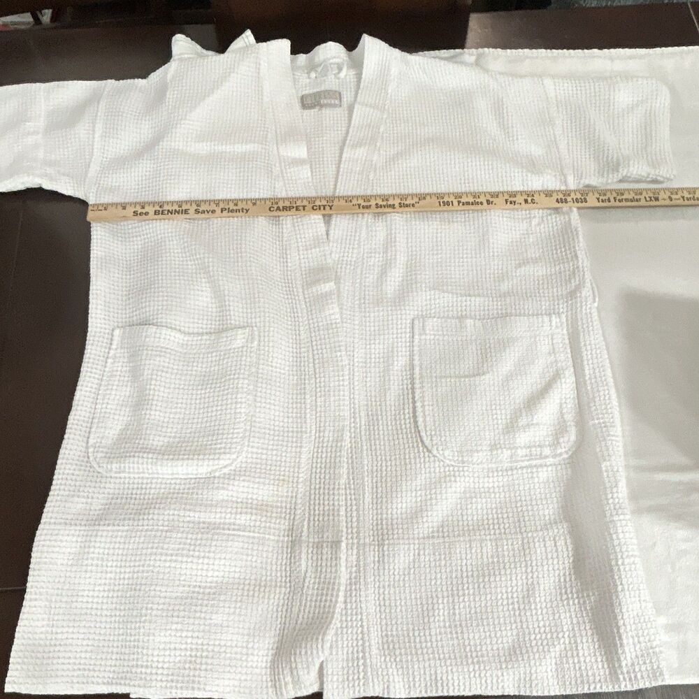 Cypress Robes Mens White Cotton Waffle Robe Long Sleeve Pockets One Size 0193